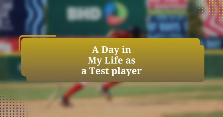 A Day in My Life as a Test player