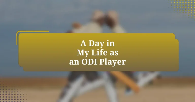 A Day in My Life as an ODI Player