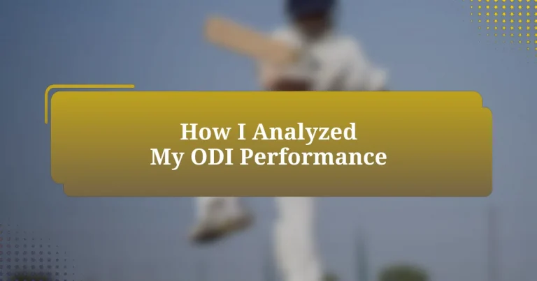 How I Analyzed My ODI Performance