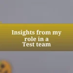 Insights from my role in a Test team