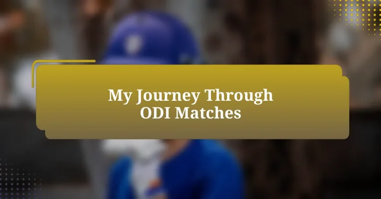 My Journey Through ODI Matches