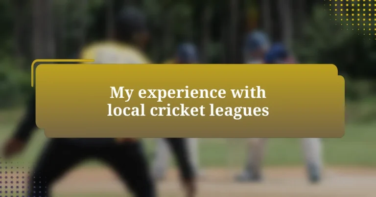 My experience with local cricket leagues