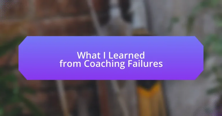 What I Learned from Coaching Failures