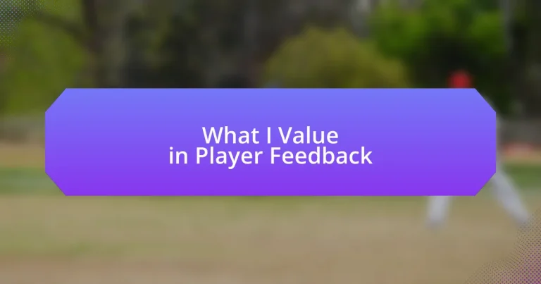 What I Value in Player Feedback