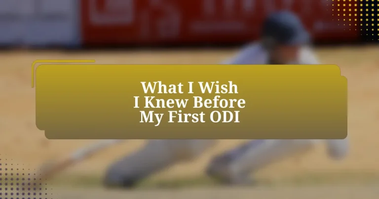 What I Wish I Knew Before My First ODI