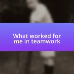 What worked for me in teamwork