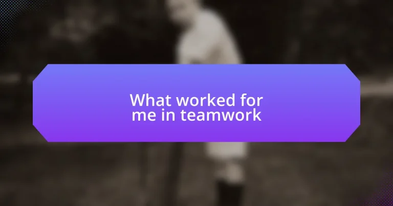 What worked for me in teamwork