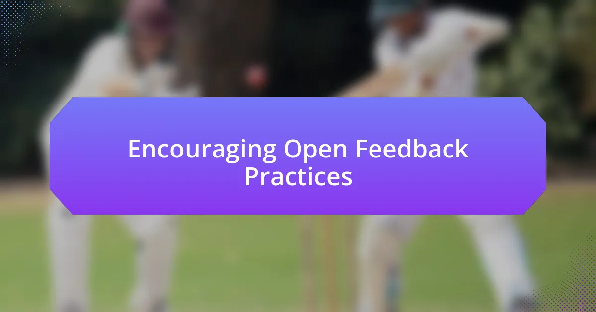 Encouraging Open Feedback Practices