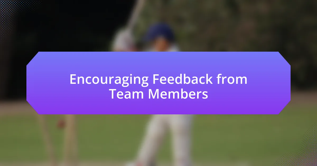 Encouraging Feedback from Team Members