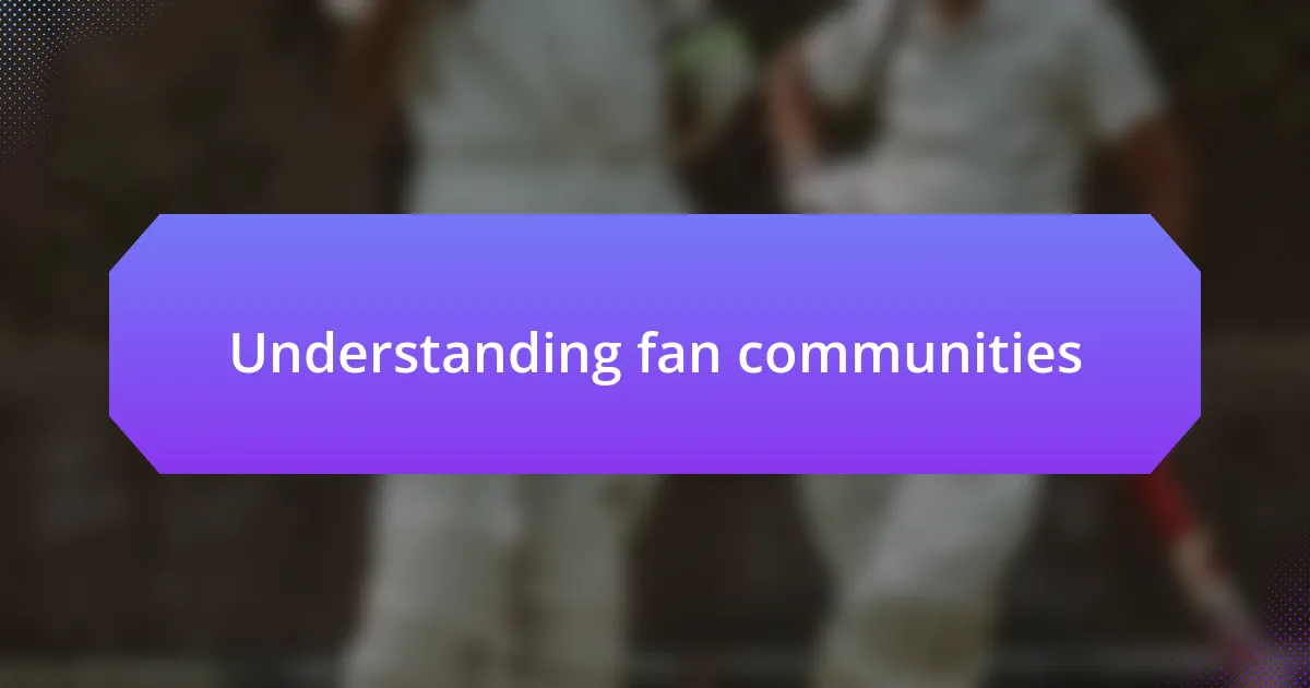 Understanding fan communities