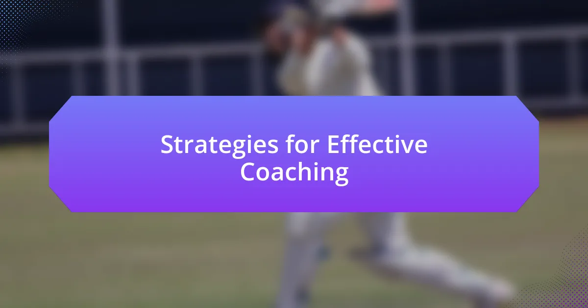 Strategies for Effective Coaching