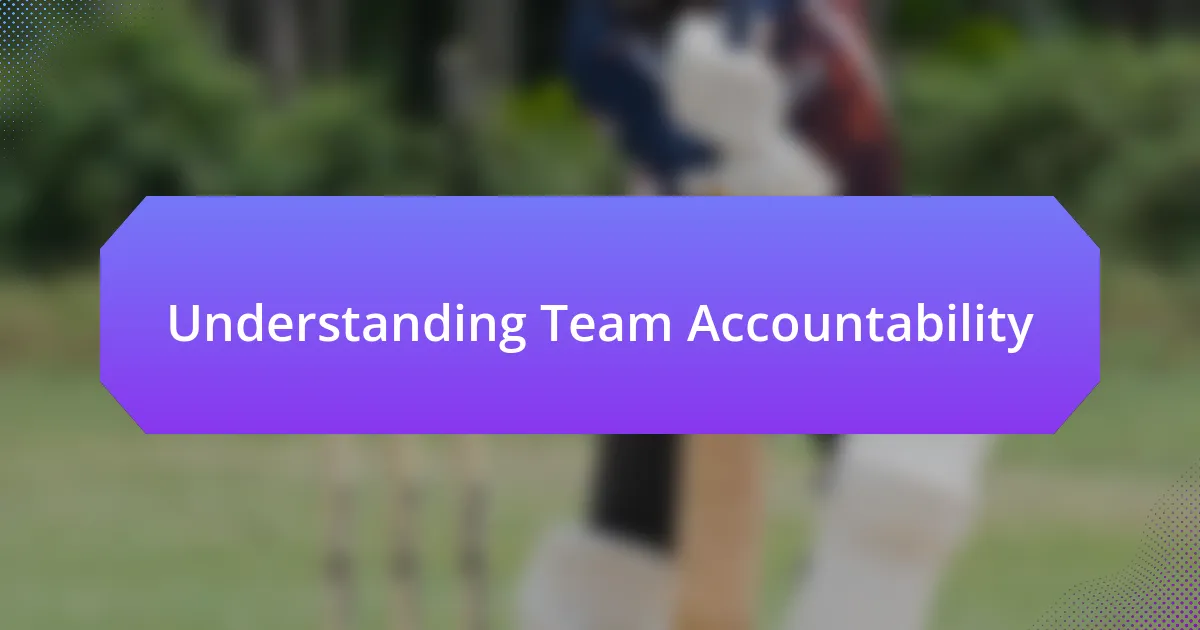 Understanding Team Accountability