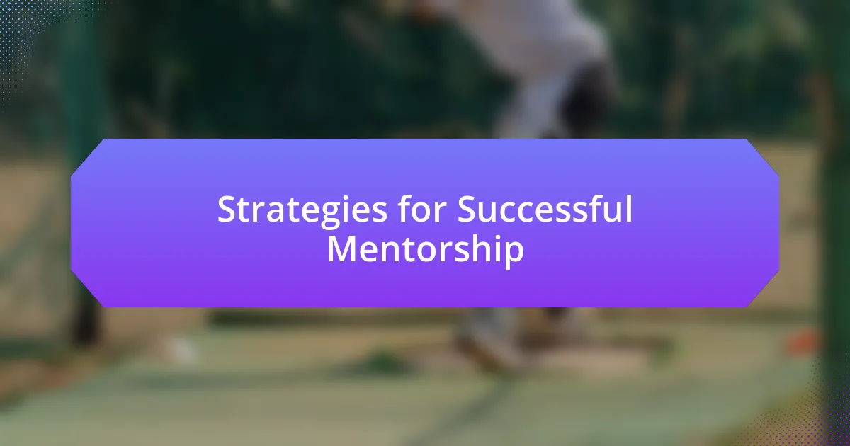 Strategies for Successful Mentorship