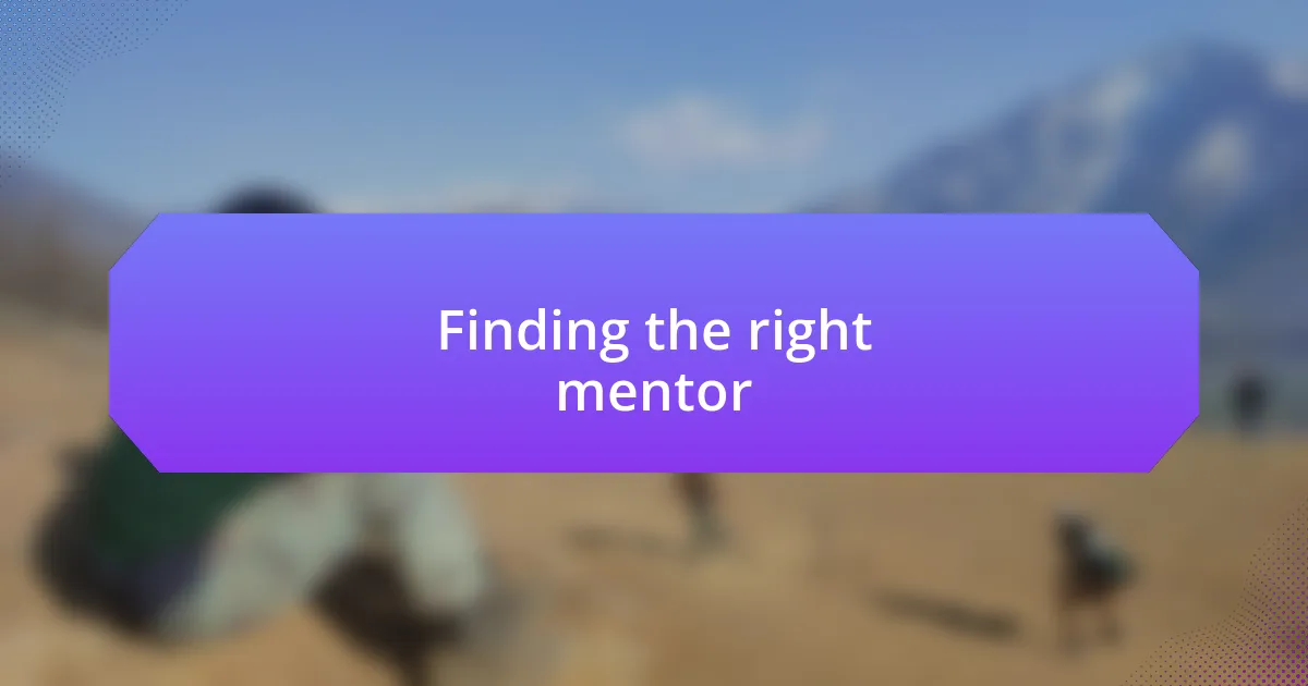 Finding the right mentor