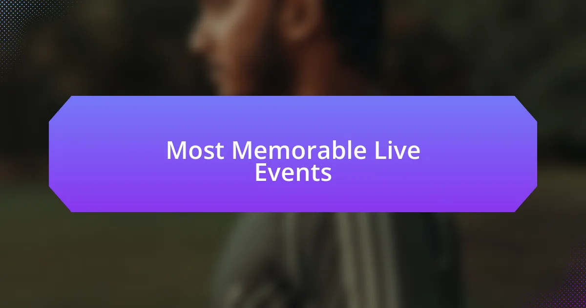 Most Memorable Live Events